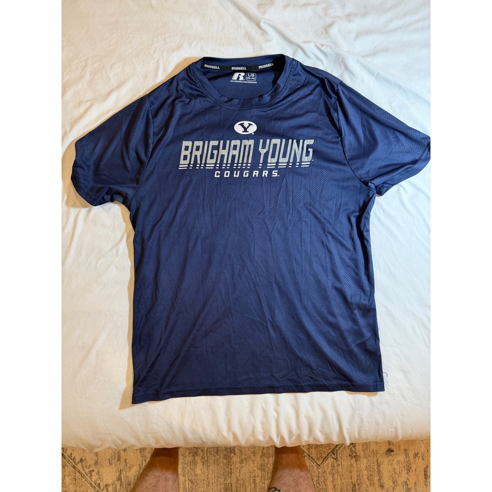 Russell Athletic BYU Cougars Mens Navy Blue Performance Graphic T-Shirt Large